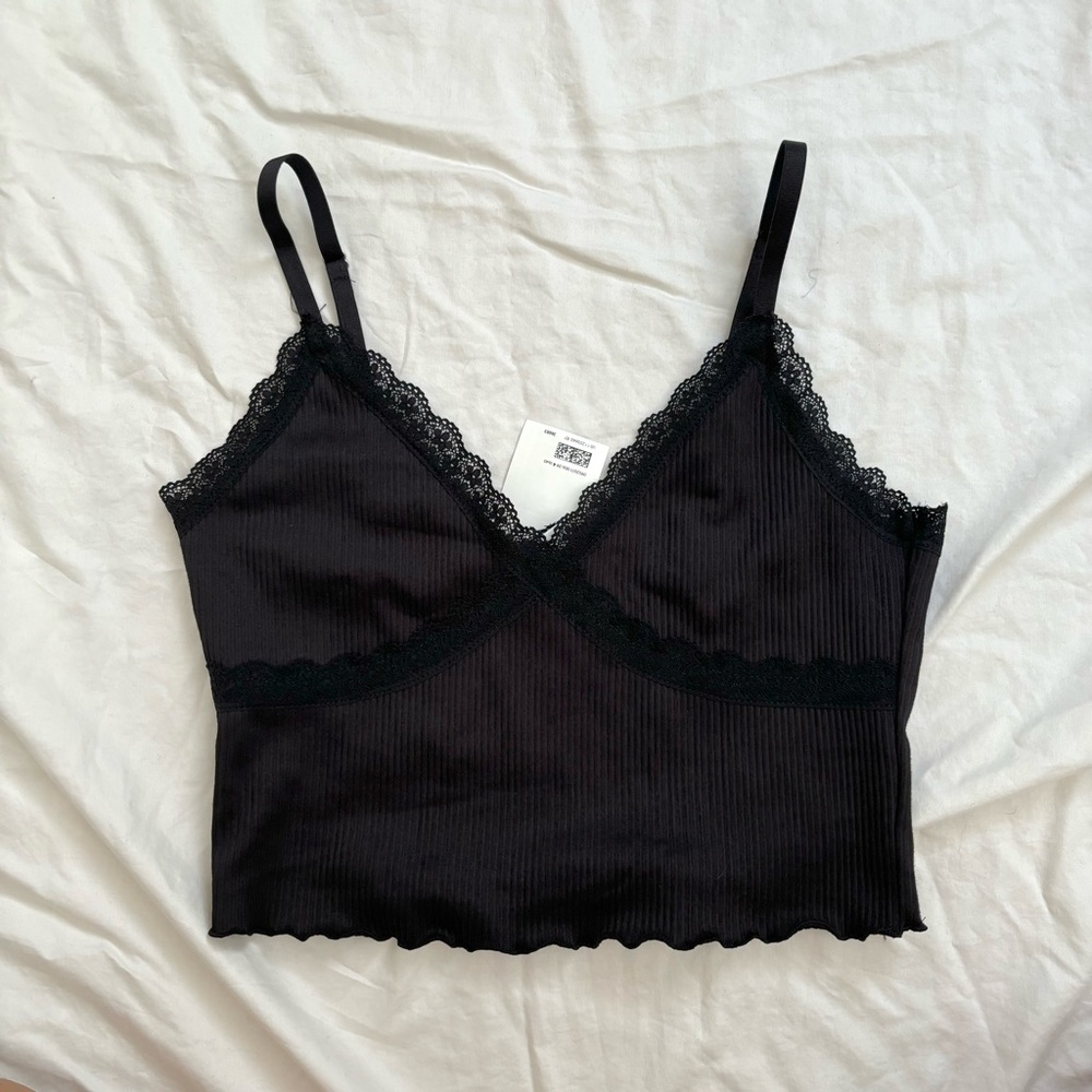 h&m black lace cami